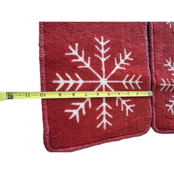 Red & White Snowflake Pattern Holiday Table Runner Set of 2 - 29" x 10" each - Picture 3 of 5